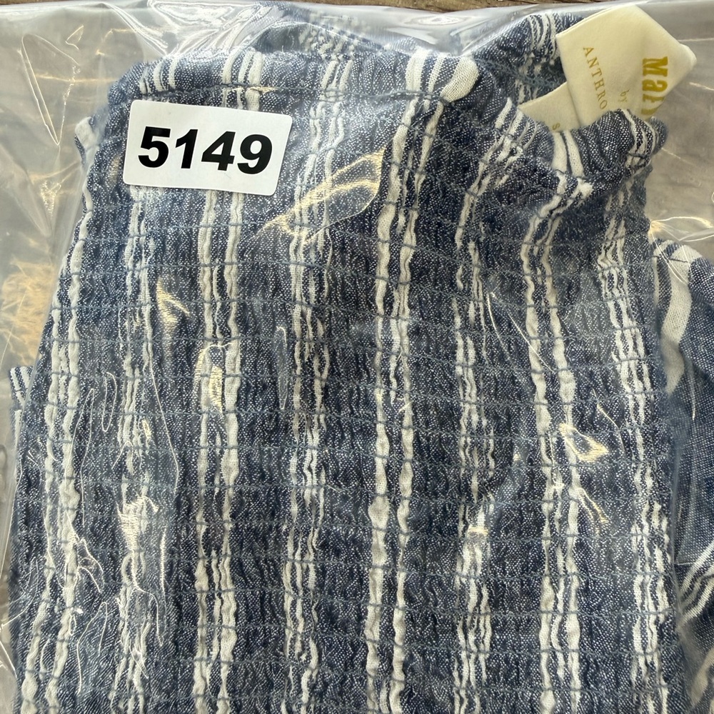 Anthropologie Maeve‎ Peplum Blue & White Blouse size small - Picture 8 of 8